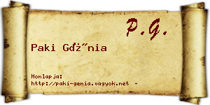 Paki Génia névjegykártya